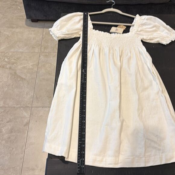 NWT FAHERTY Ramona Organic Cotton Shift Dress Egret White Puff Sleeve Top Small‌ - Picture 13 of 14